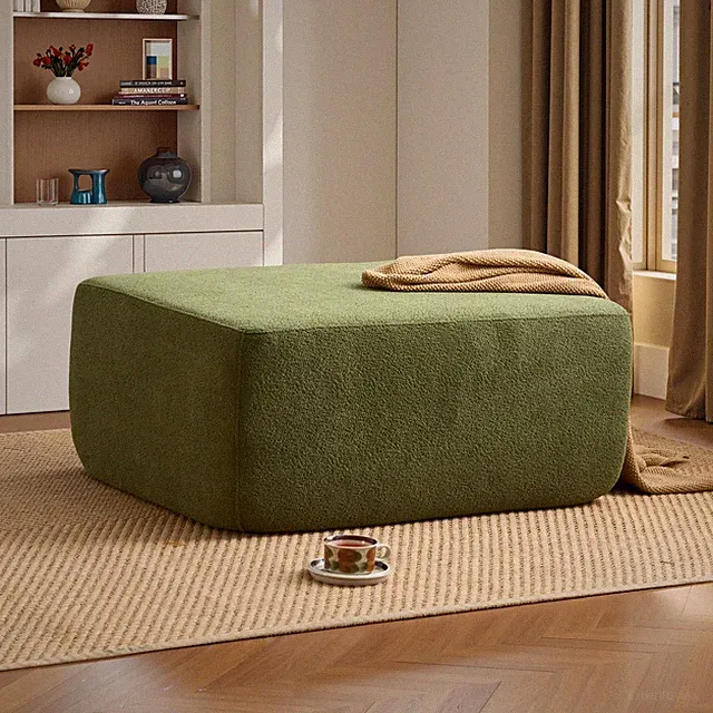 37" Velvet Ottoman Cloud Boneless Couch Modular Sectional Memory Foam Green