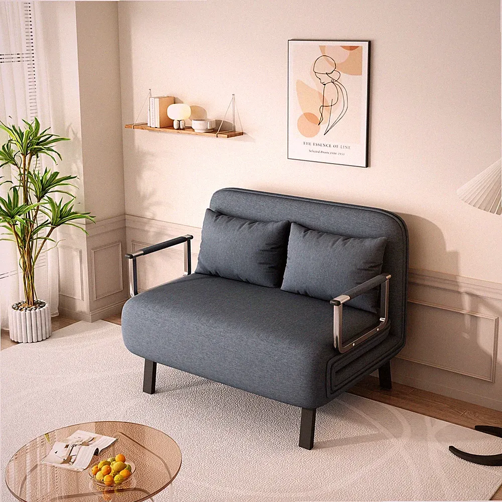 39in Convertible Sleeper Sofa Bed Velvet Sofa Couch with Pull Out Bed & Pillows