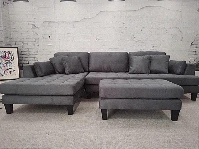 3c Modern Dark Grey Microfiber Sectional Sofa Set S168LDG (Custom made options)