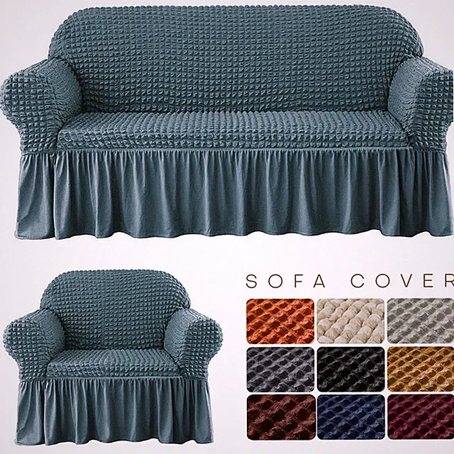 3D Bubble Lattice Stretch Sofa Covers w/Skirt Couch Loveseat Protector Slipcover
