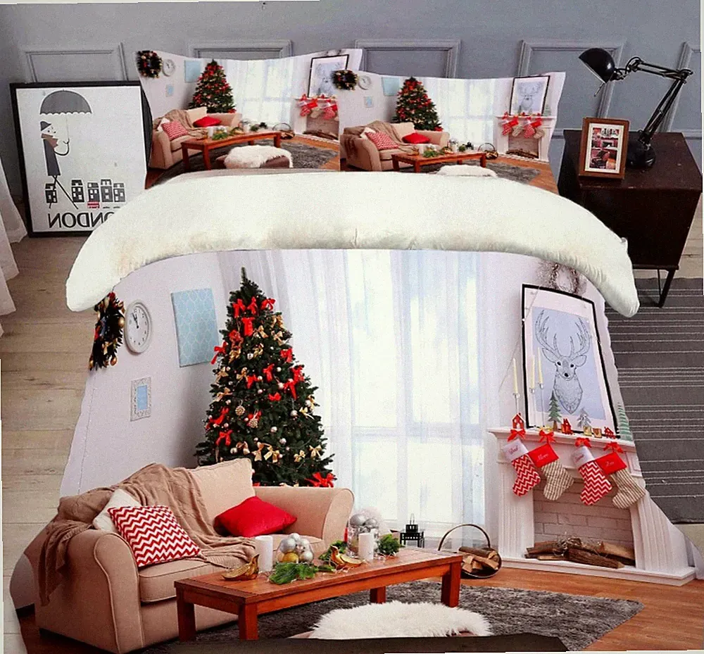 3D Sofa Socks A120 Christmas Quilt Duvet Cover Xmas Bed Pillowcases Zoe