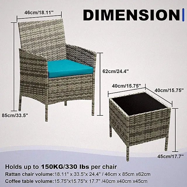3pc Patio Furniture Set Outdoor Sectional Sofa Rattan Wicker Sofa w/ Glass Table