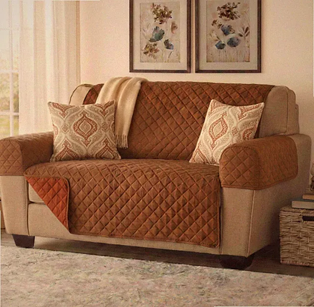 3PC Quilted Sofa Cover Reversible kids Pets Protector Throw Sofa Slip Covers New