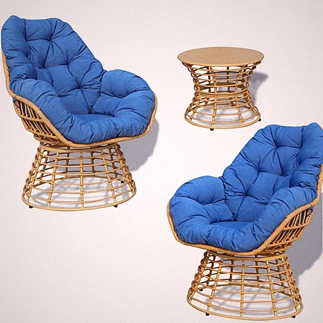 3PCS Outdoor Swivel Patio Chairs Bistro Set Furniture Sofa Rattan Wicker