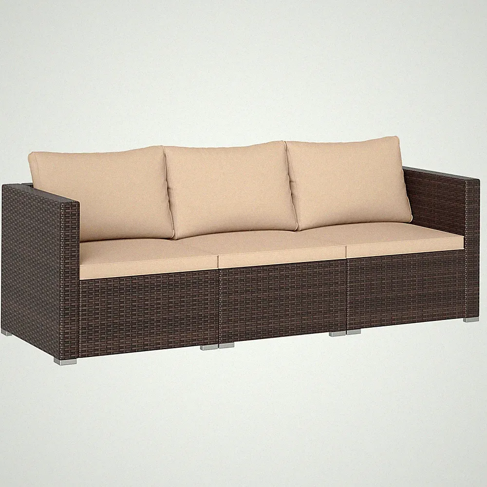 3PCS Patio Sectional Sofa Set w/Right Arm Sofa & Left Arm Sofa, Soft Cushions