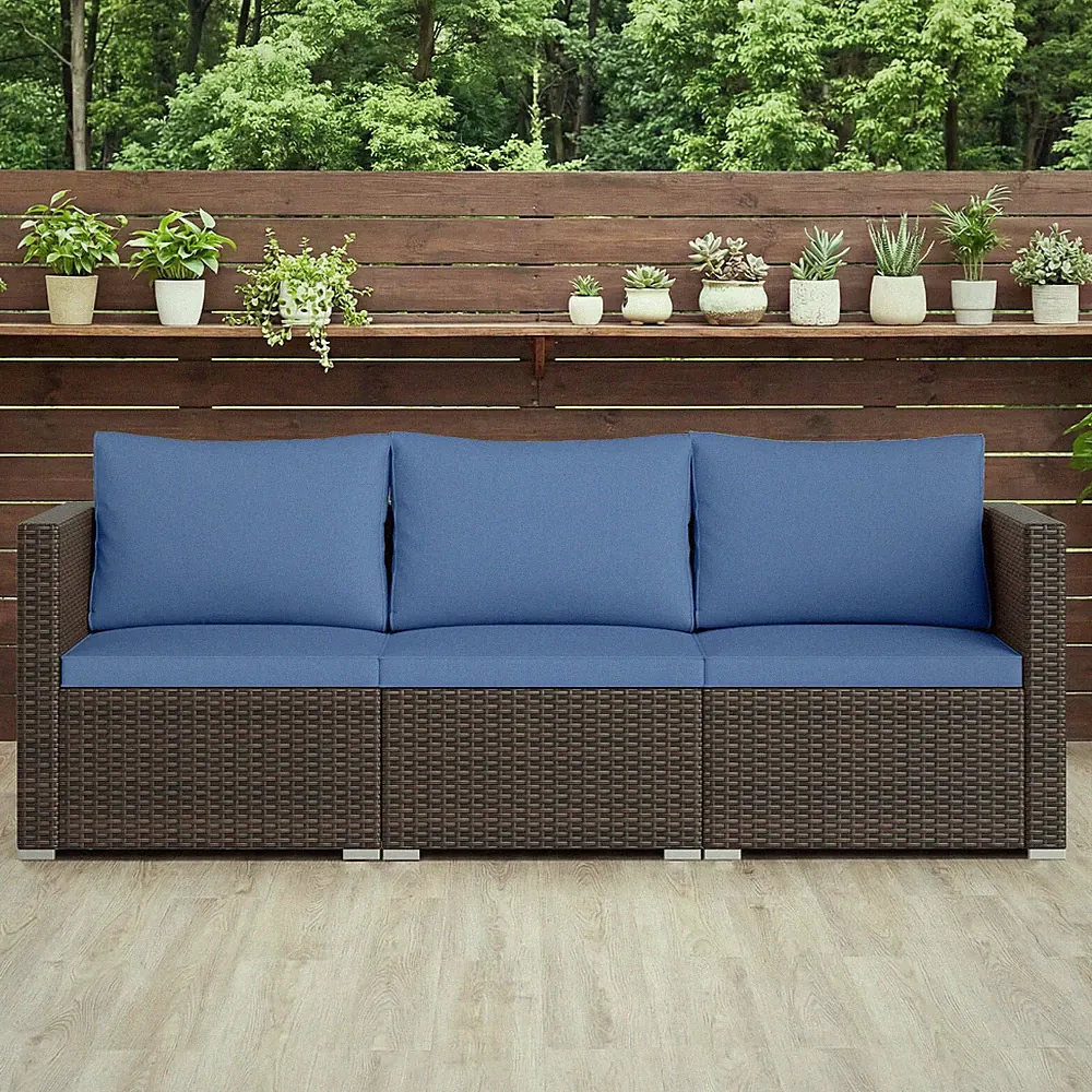 3PCS Patio Sectional Sofa Set w/Right Arm Sofa & Left Arm Sofa, Soft Cushions