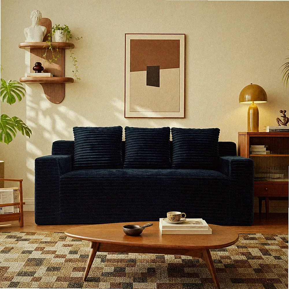 3Setaser Sofa,Corduroy Fabric,Deep Seat Couches,Comfy Loveseat Sofa,No Assembly