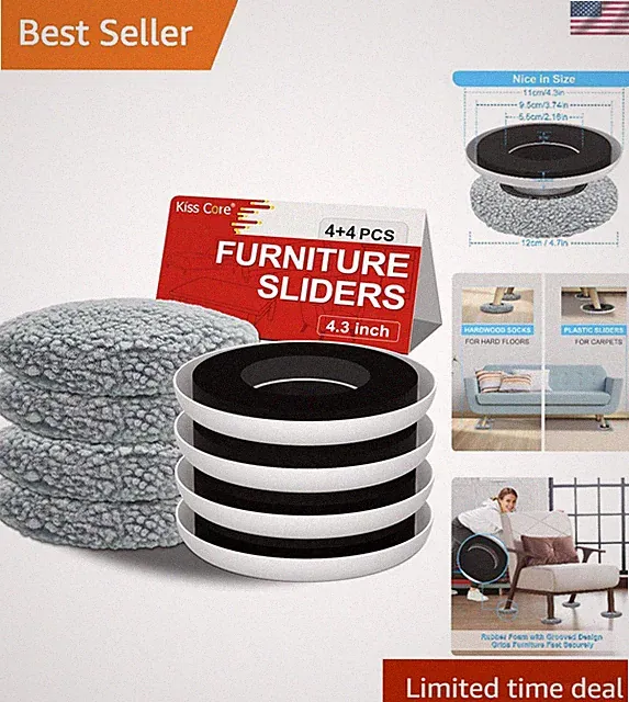 4.3 Inch Round Furniture Sliders with Groove Design & Hardwood Socks – 4+4 Pack