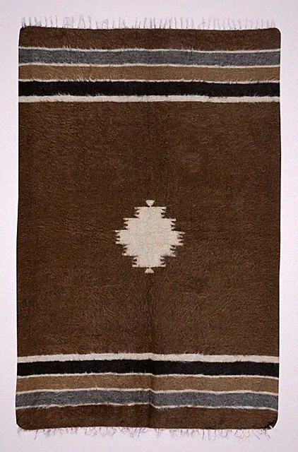 4.3x6.3 Ft Handwoven Soft Mohair Kilim. Brown Sofa Throw. Vintage Bed Cover