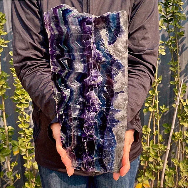 4.54LB Large Natural color fluorite section quartz crystal sheet mineral specime