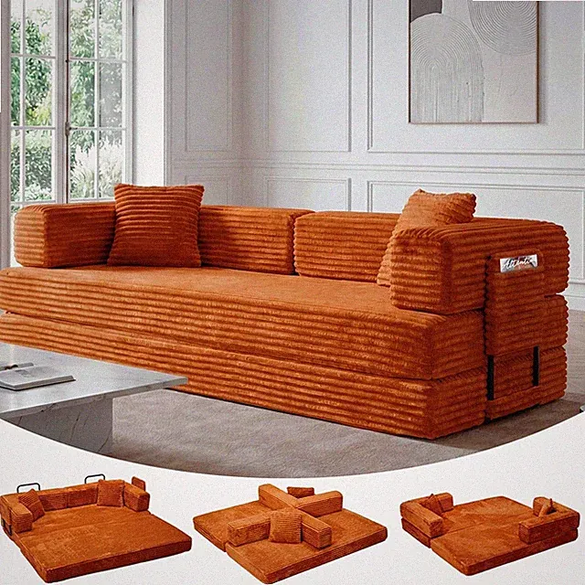 4 COLORS 80.7'' Sofa Bed Folding 5-in-1 Convertible Sofa Bed W/Storage Pocket US