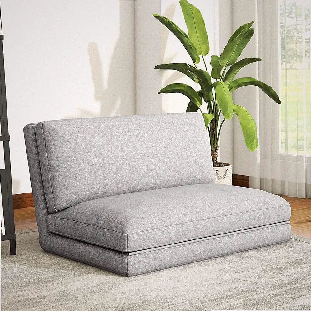 4-in-1 Convertible Futon Sofa Bed for Small Spaces, Grey