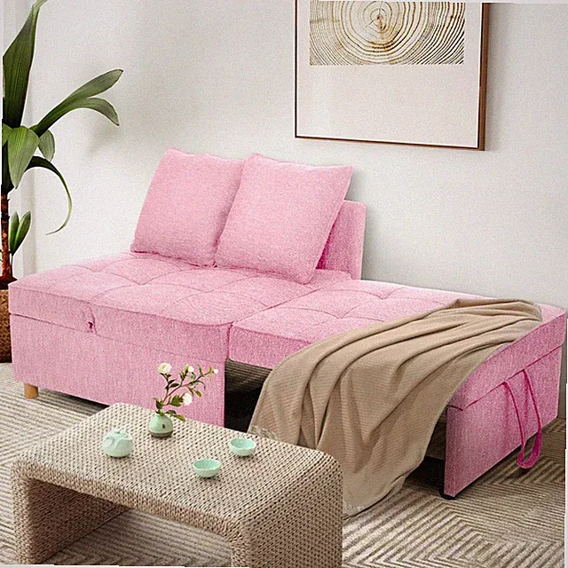 4-in-1 Convertible Sleeper Sofa 71" Linen Fabric Single Recliner for Small Space