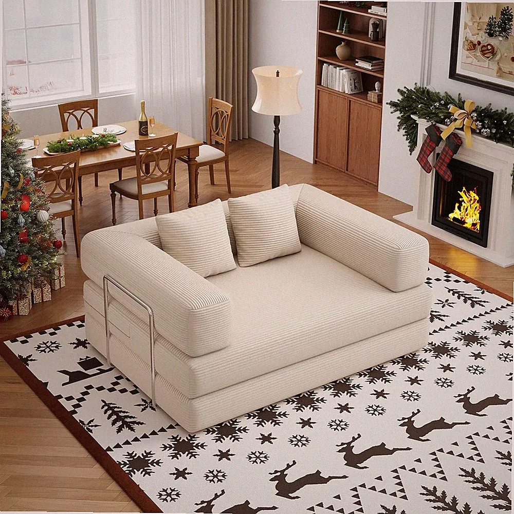 4 in 1 Convertible Sofas Boneless Couches Modern Corduroy Futon Bed Modular