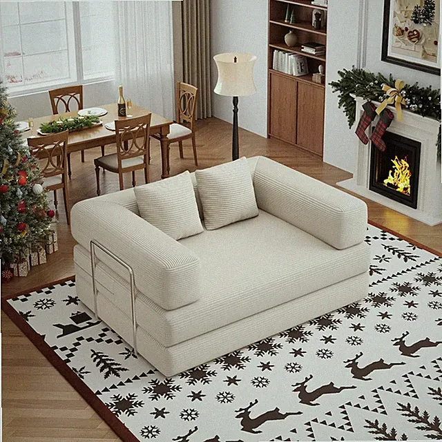 4 in 1 Convertible Sofas Boneless Couches Modern Corduroy Futon Bed Modular Sofa