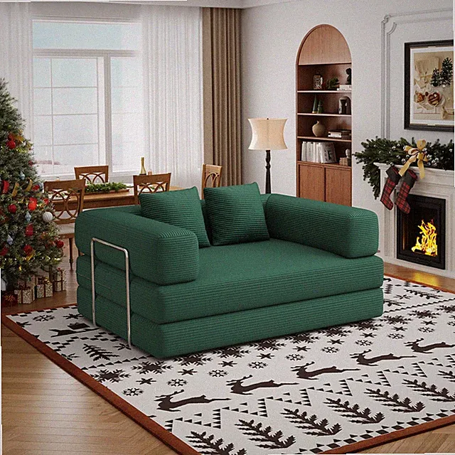 4 in 1 Convertible Sofas Boneless Couches with 2 Pillow, Modern Corduroy Futo...