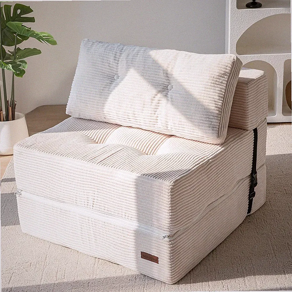 4 in 1 Folding Convertible Foam Sofa Bed Beige NEW