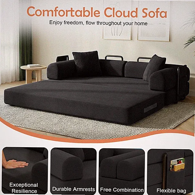 4-in-1 Folding Convertible Sofa Bed,Pull Out Bed Futon Sleeper Sofa No Assembly