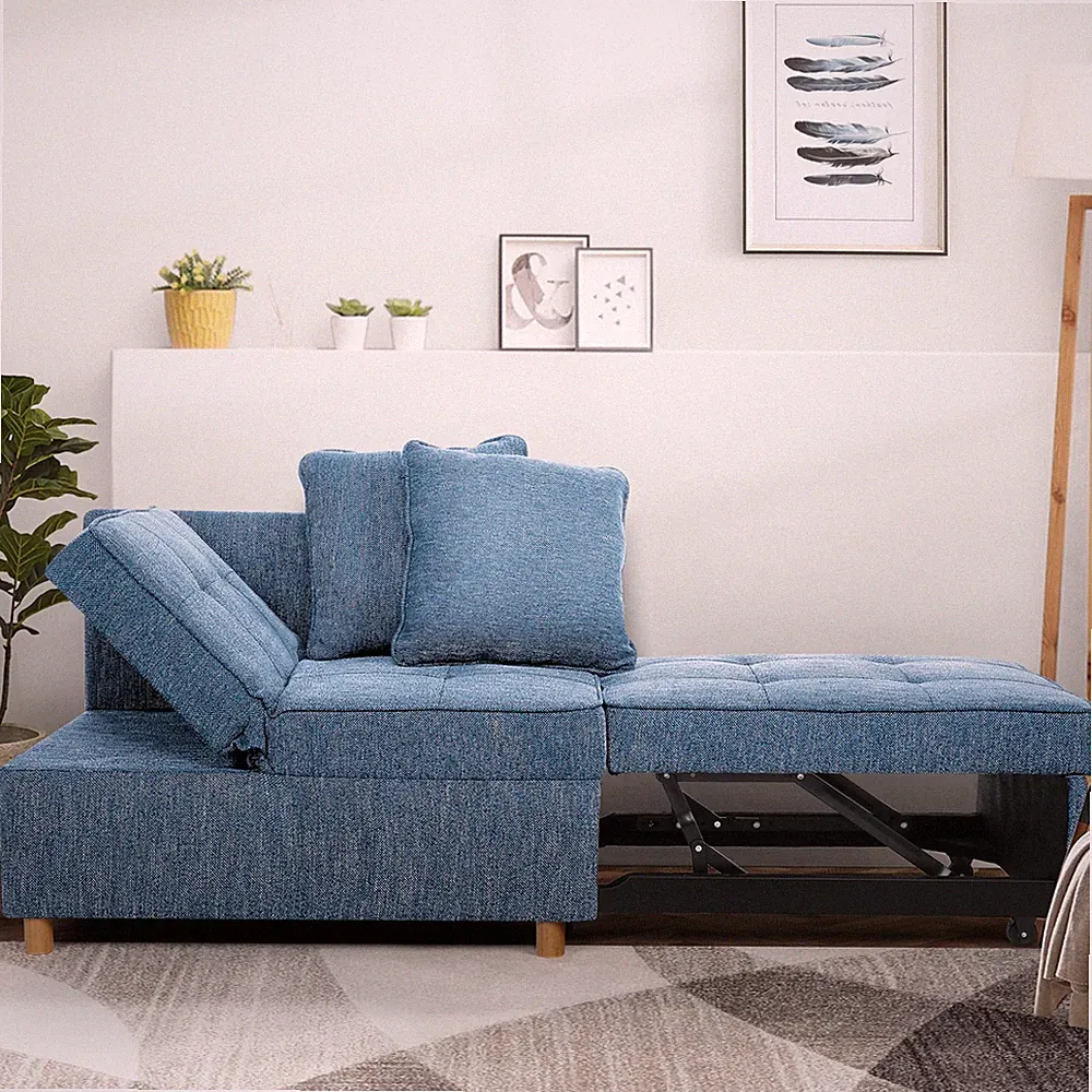 4-in-1 Folding Ottoman Sofa Bed Convertible Sleeper Chair w. Adjustable Backrest