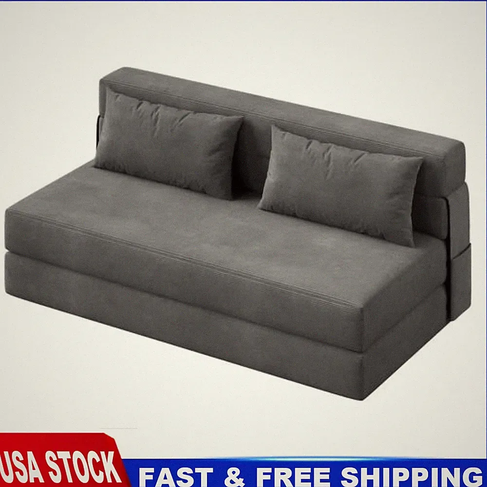 4-in-1 Folding Sofa Bed Sleeper Chair Bed w/Pillow Portable Lounge Linen Fabric