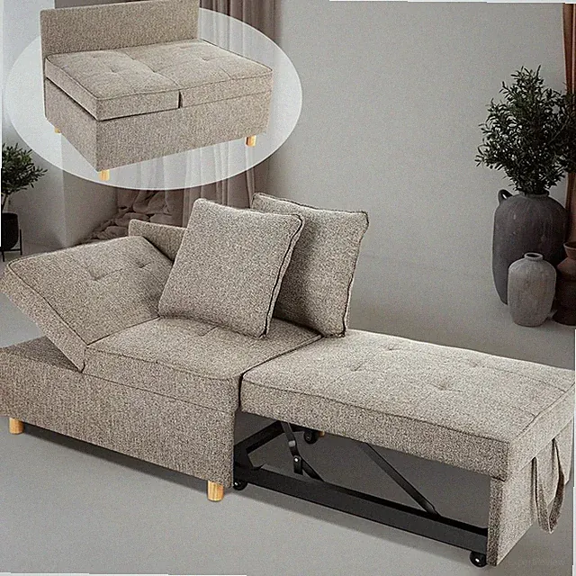 4-in-1 Multi Function Folding Ottoman Sofa Bed Convertible Chair Loveseat+Pillow