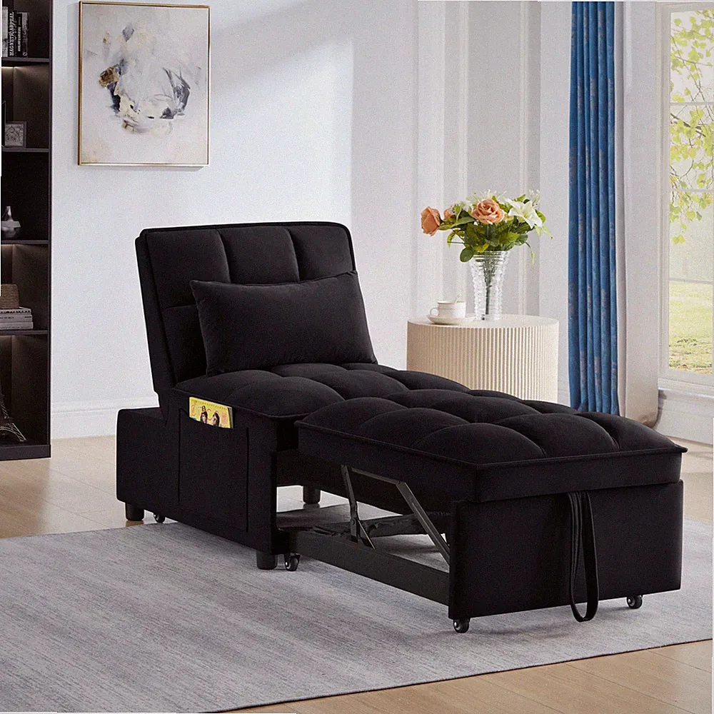 4-in-1 Multi-Function Single Sofa Bed with Storage, Adjustable Backrest