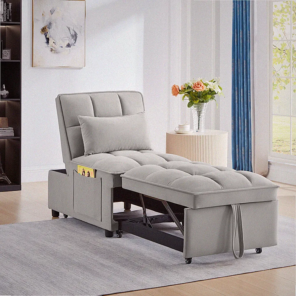 4 IN 1 Multi-Function Sofa Bed w/Storage Pockets,Tufted Single Pull-out Sofa Bed