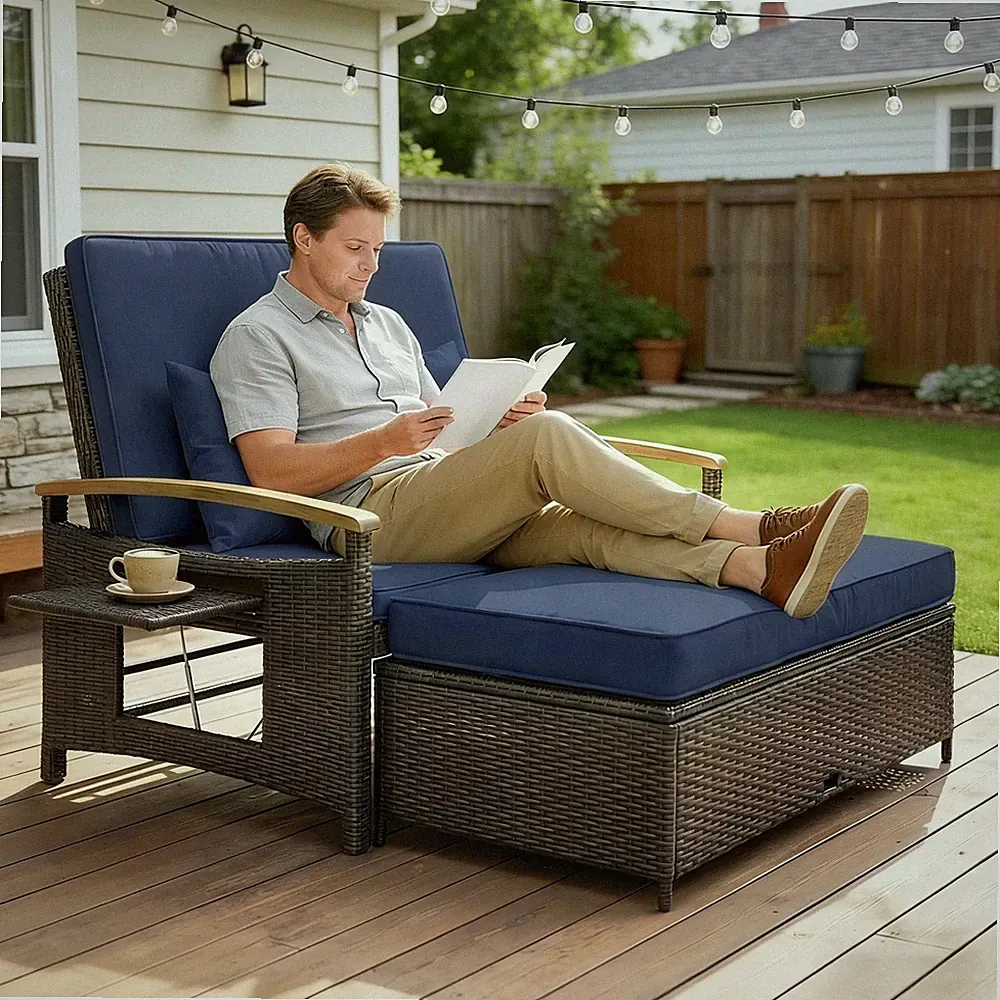 4-in-1 Multifunctional Sofa Bed,Garden Sofa Bed,Rattan Outdoor Daybed