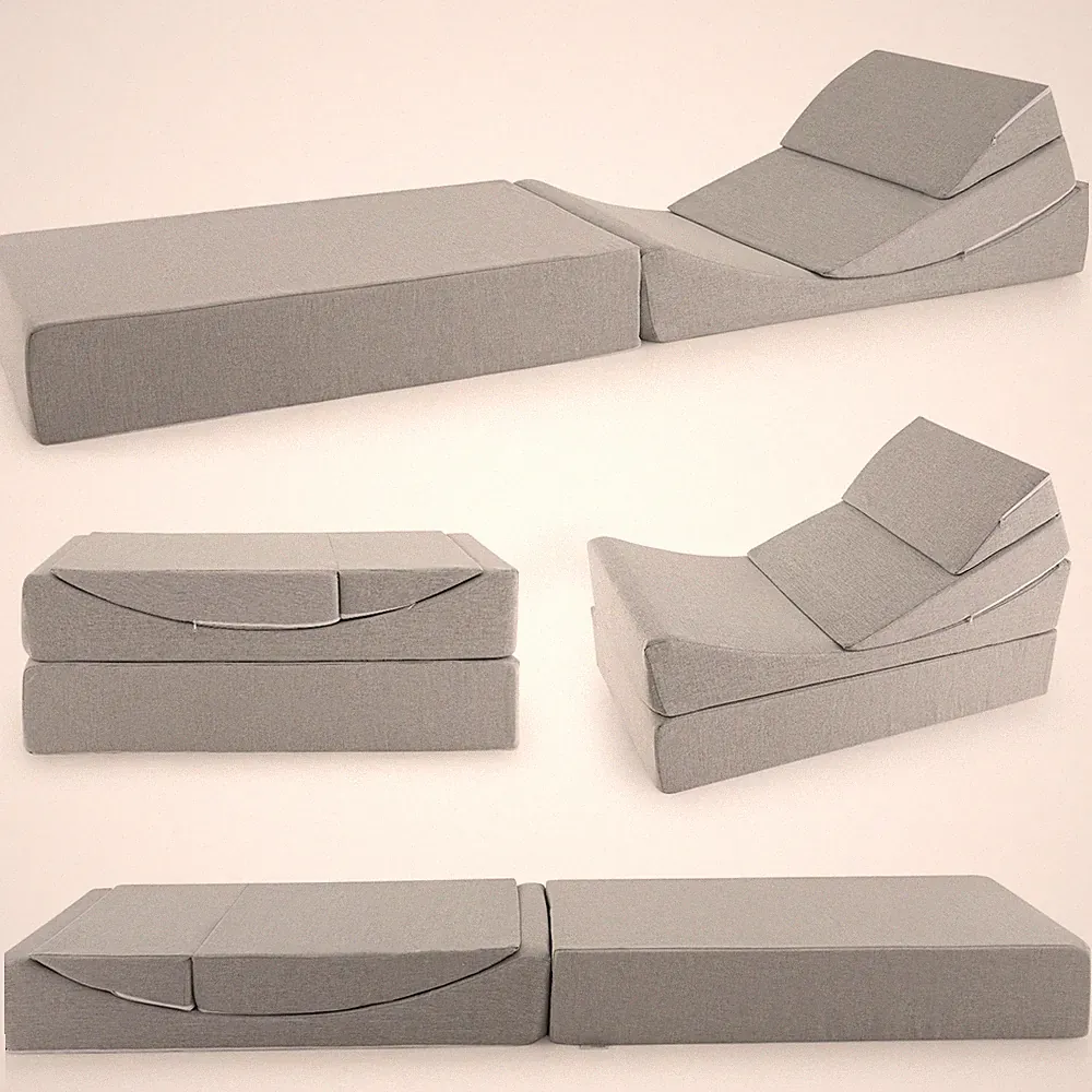 4-in-1 Single Convertible Folding Sofa Bed Floor Futon Sleeper Couch Chair Grey