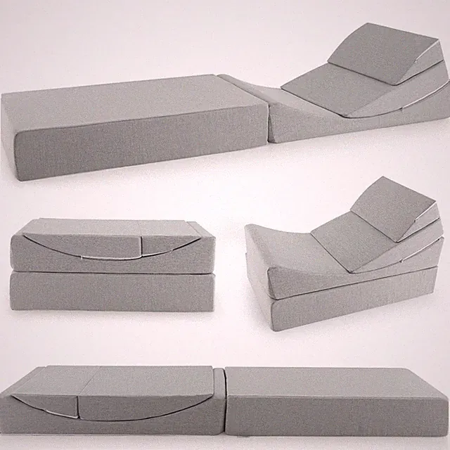 4-in-1 Single Convertible Folding Sofa Bed Floor Futon Sleeper Couch Chair Grey