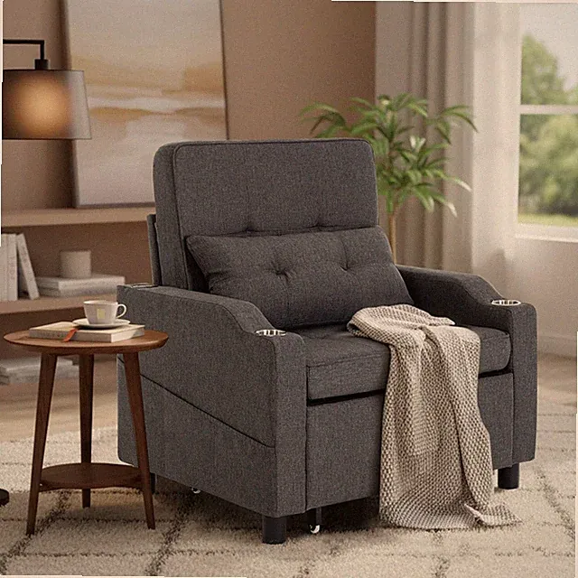 4-in-1 Sleeper Chair Bed with USB Port & Cup Holder for Ultimate Comfort