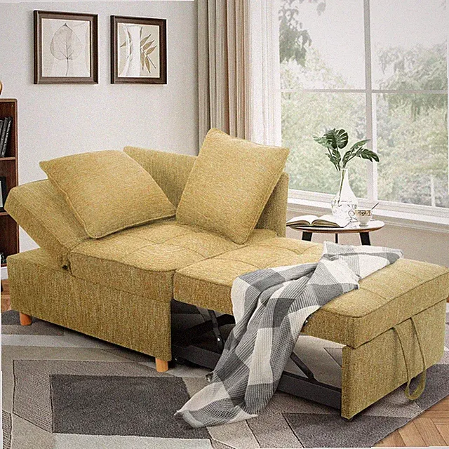 4-in-1 Sleeper Sofa Bed Folding Ottoman Sofa Bed Couch w/Adjustable Backrest