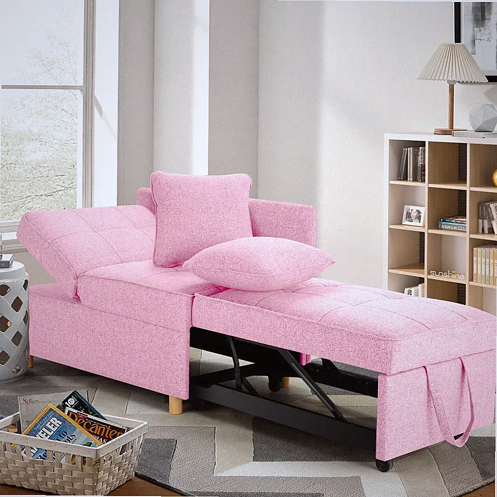 4 in 1 Sofa Bed Convertible Sleeper Chair Bed with 2 Throw Pillow for Small Spac