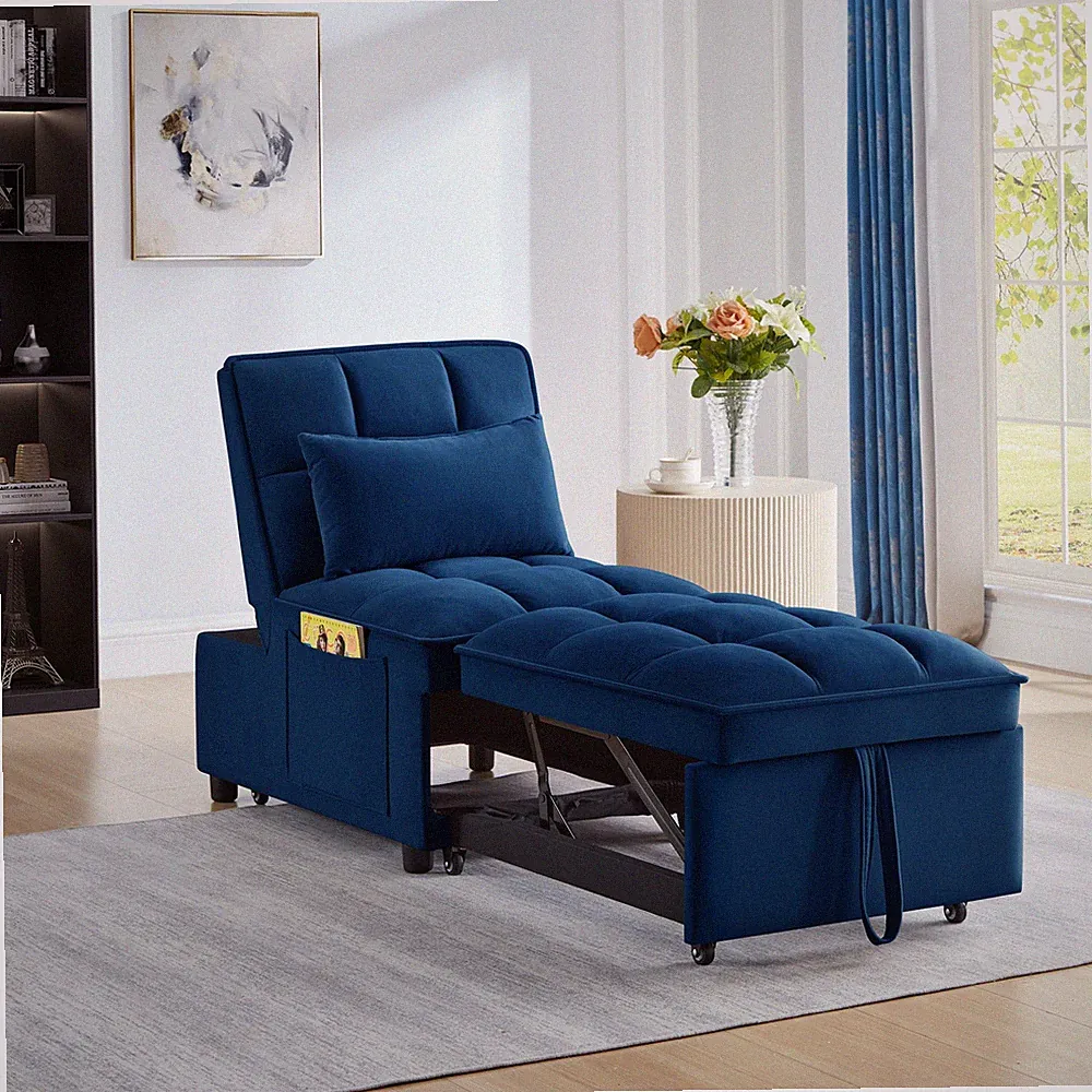 4 in1 Multi-Function Single Sofa Bed w/Storage Pockets,Tufted Single Pull-out