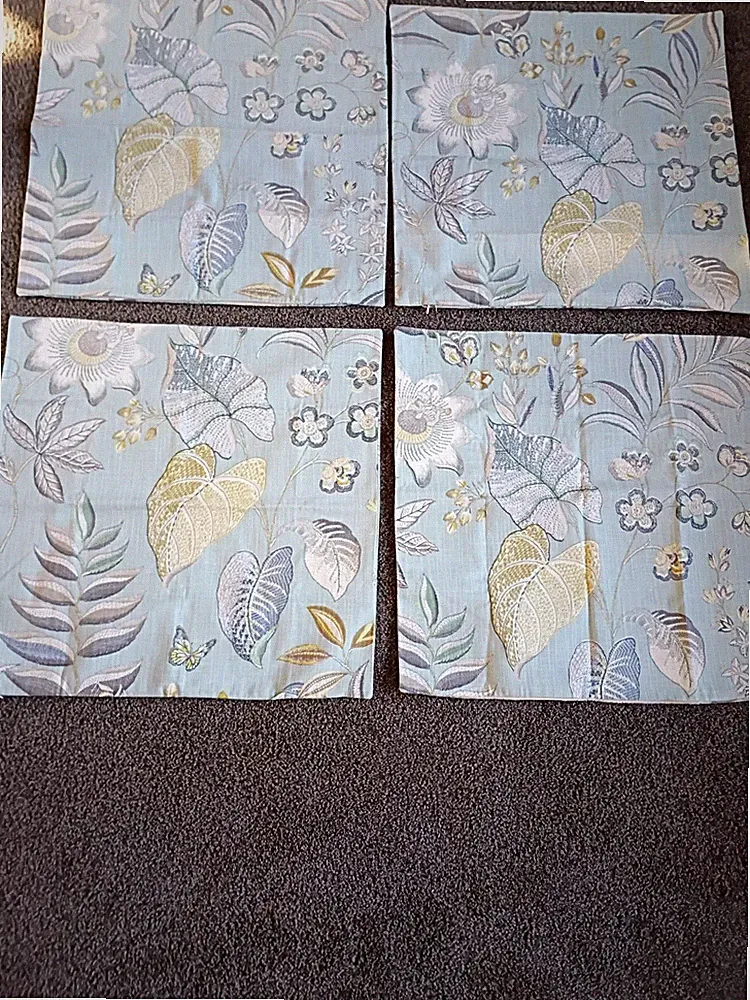 4 Kaufmann Decor Pillow Covers Butterfly Trails Zip Sofa Bed NEW 21 BLUE Coastal