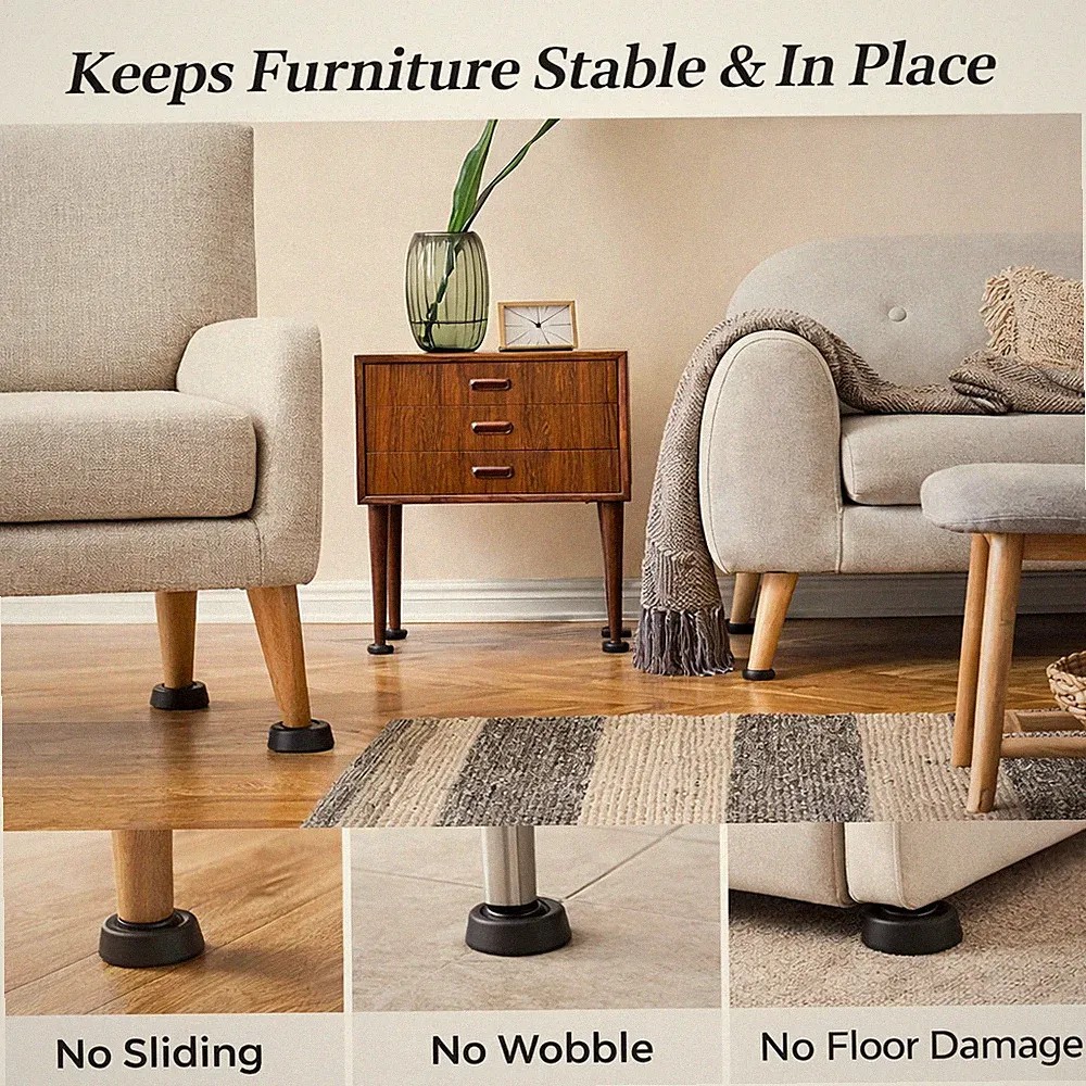 4-Pack Anti Slip Furniture Pad Cups for Chairs & Tables Noise & Floor Protection