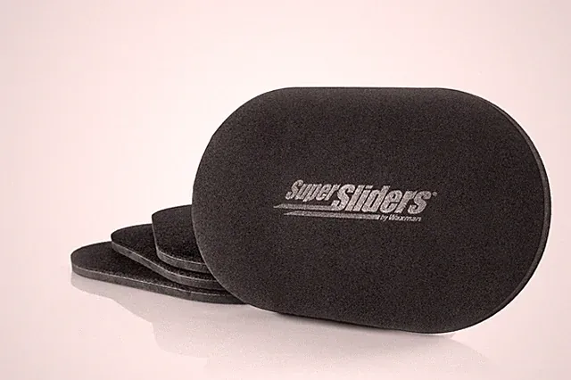 4 Pack Black Oval Reusable Furniture Sliders, 5 3/4 x 9 1/2, Hard Surfaces