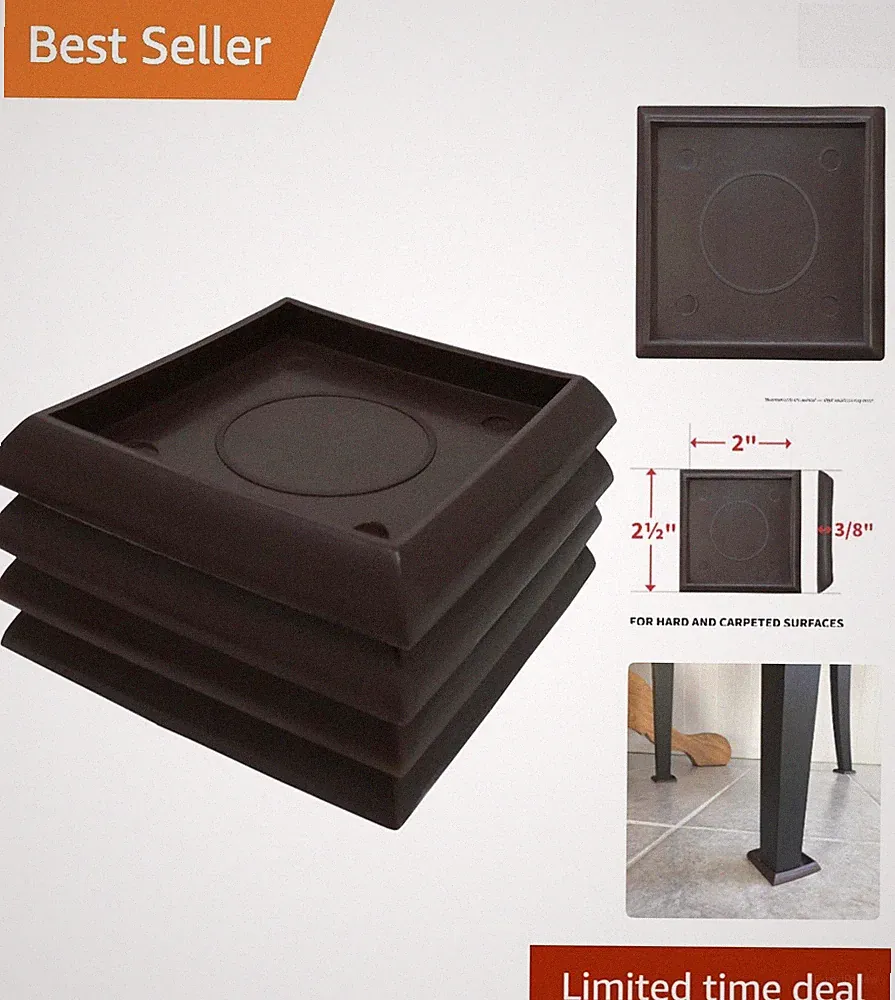 4-Pack Brown 2-Inch Caster Cups - Protect Your Carpet and Hard Floors Stylishly