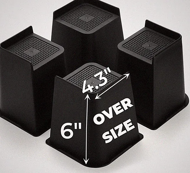 4 Pack Heavy Duty Bed Risers 6 Inch Lift Couch Furniture Lifts Raising Blocks