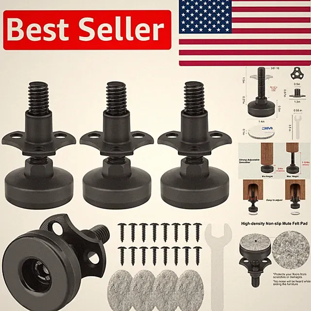 4 Pack Heavy-Duty Furniture Levelers with T-Nuts & Felt Pads - No More Wobbling