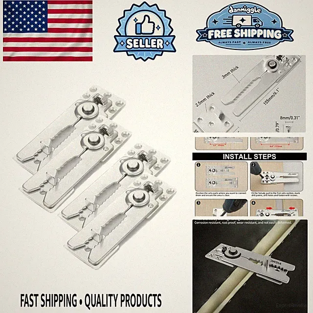 4 Pack Heavy-Duty Sectional Couch Connectors with Screws - Secure & Durable