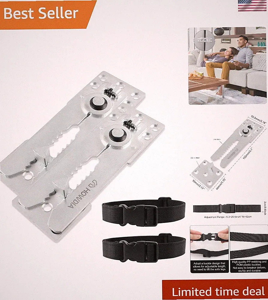 4 Pack of Adjustable Sectional Couch Connectors - Easy Installation & Secure Fit
