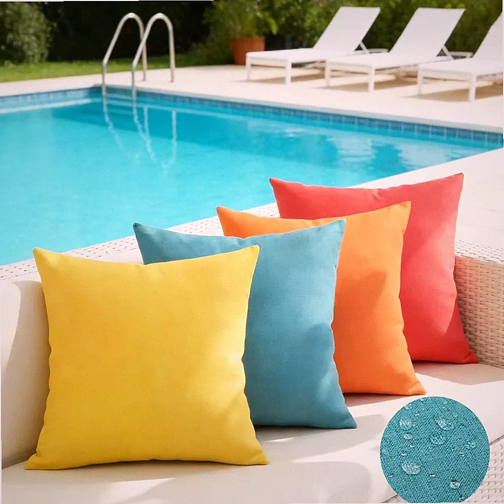 4 Pack Outdoor Throw Pillow Covers, Red/Turquoise, 18X18 Inch
