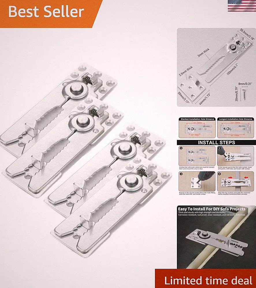 4 Pack Sectional Couch Connector with Screws, Heavy Duty Sofa Connectors for...