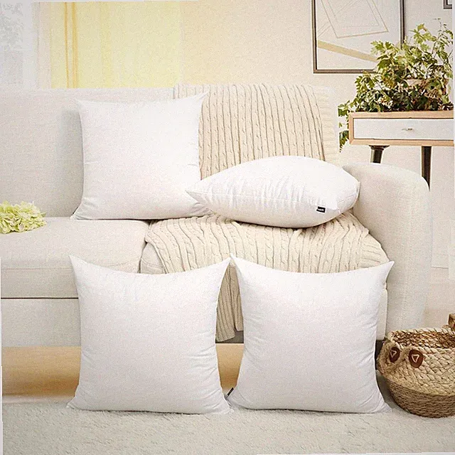 4 Pack White Square Pillow Cover 18x18 Throw Pillow Case for Sofa Bed Home Decor