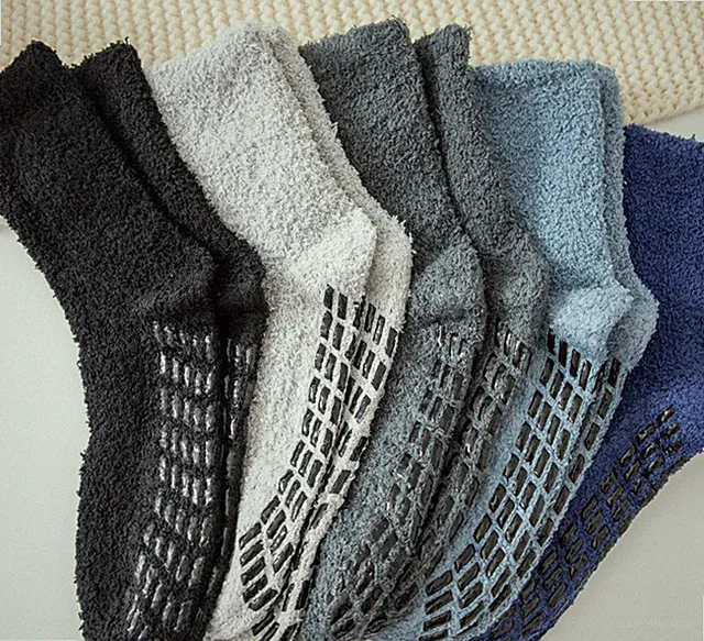 4 Pairs Men Winter Soft Fluffy Warm Lounge BED SOCKS Non Slip Size 6-10