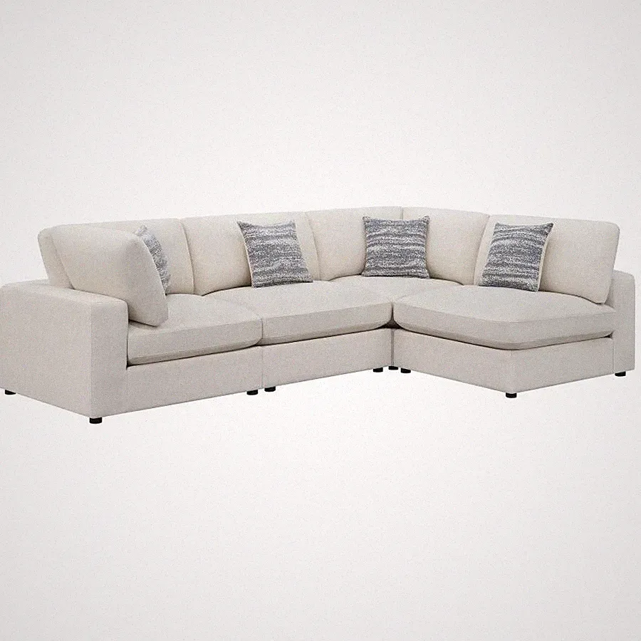 4 PC BEIGE LINEN BLEND MODULAR FEATHER DOWN SOFA SECTIONAL LIVING ROOM FURNITURE