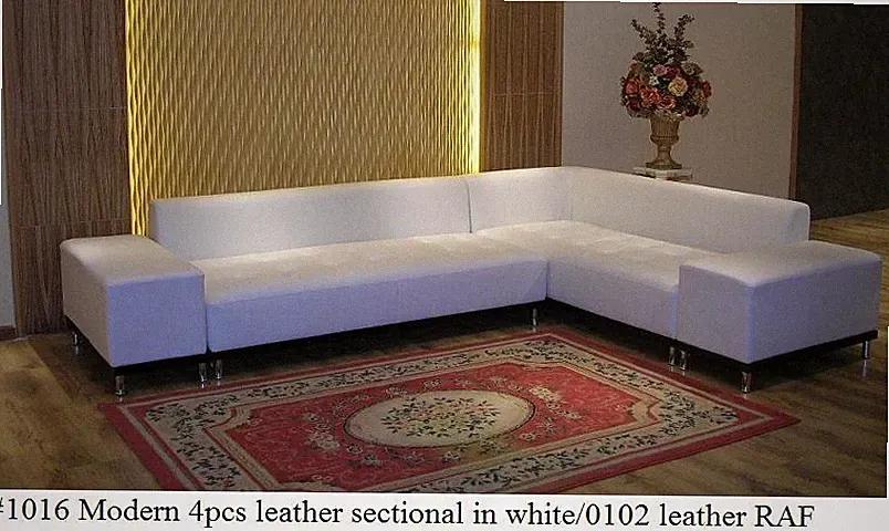 4 PC Modern contemporary white Leather Sectional Sofa w/ Detachable Arms #1016