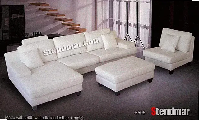 4-Pc Modern Genuine Leather Sectional Sofa Set S505 (Custom Options)