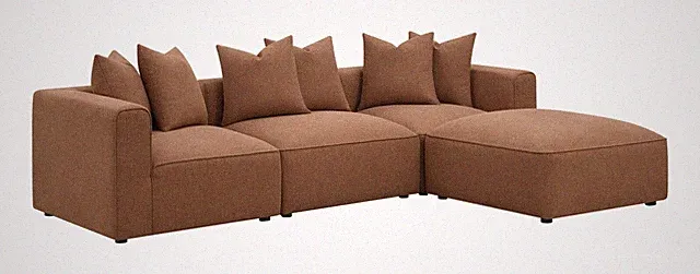 4 PC TERRACOTTA RUST MODULAR SOFA SECTIONAL WITH OTTOMAN LIVING ROOM FURNITURE